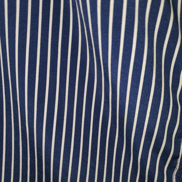 Notations Woman Roll Tab Sleeve Striped Button Down, Size: 1X, Navy & White - Picture 2 of 12